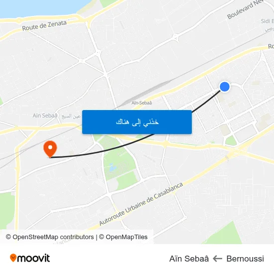 Bernoussi to Aïn Sebaâ map