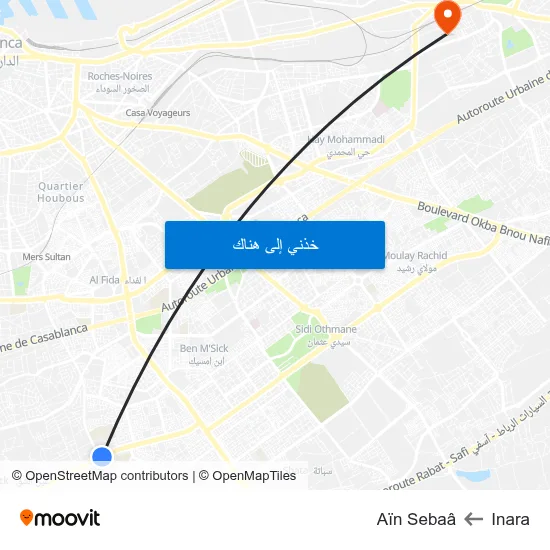 Inara to Aïn Sebaâ map