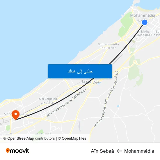 Mohammédia to Aïn Sebaâ map