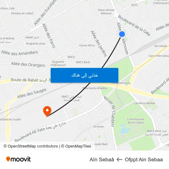 Ofppt Ain Sebaa to Aïn Sebaâ map
