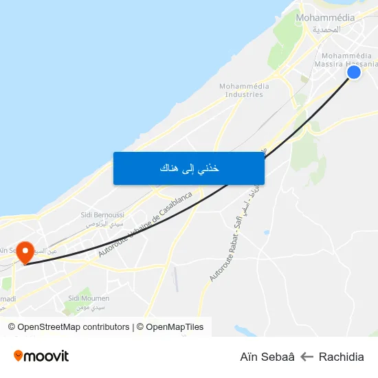 Rachidia to Aïn Sebaâ map