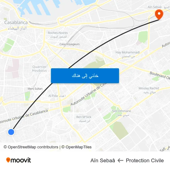 Protection Civile to Aïn Sebaâ map