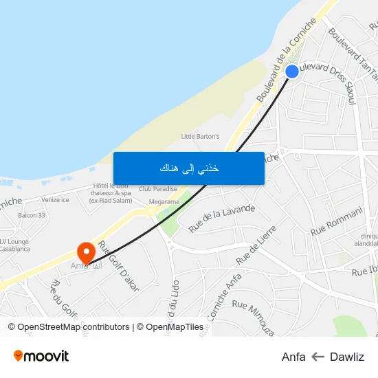 Dawliz to Anfa map