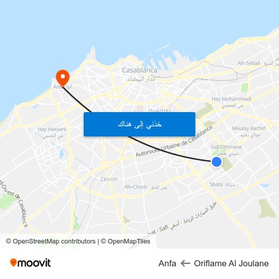 Oriflame Al Joulane to Anfa map