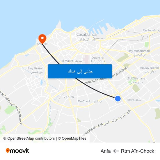 Rtm Aïn-Chock to Anfa map