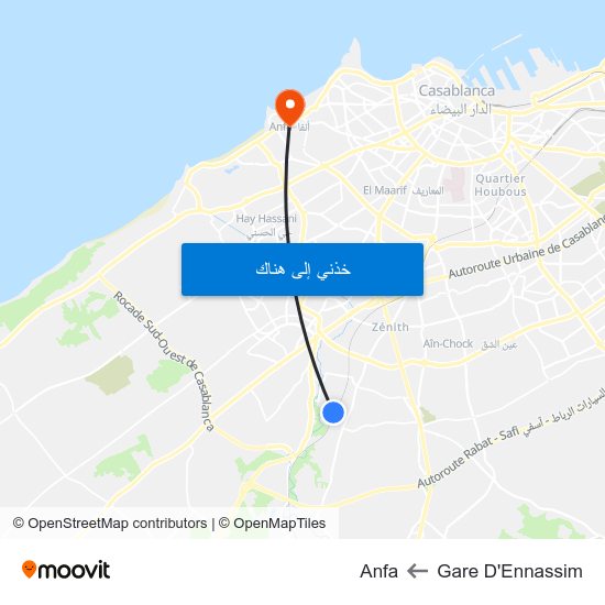 Gare D'Ennassim to Anfa map