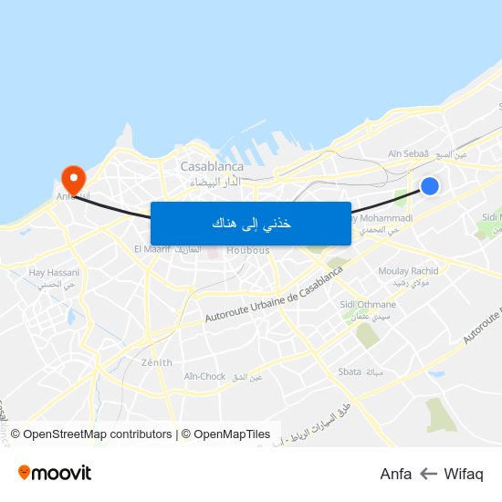 Wifaq to Anfa map