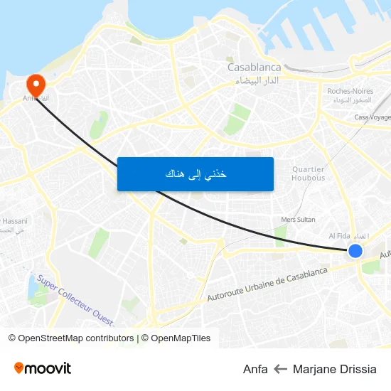 Marjane Drissia to Anfa map