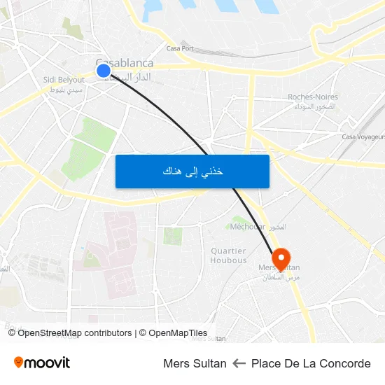 Place De La Concorde to Mers Sultan map