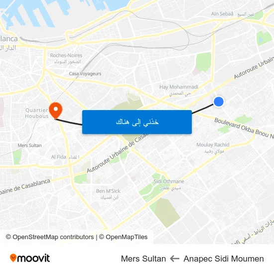 Anapec Sidi Moumen to Mers Sultan map