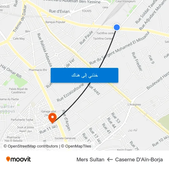 Caserne D'Aïn-Borja to Mers Sultan map