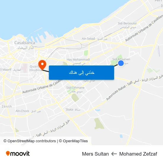Mohamed Zefzaf to Mers Sultan map
