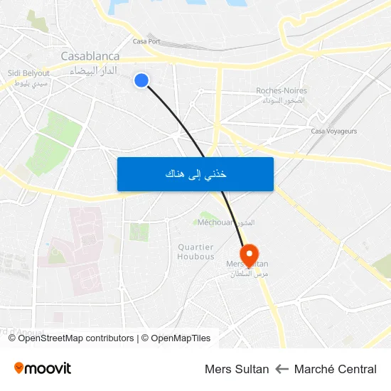 Marché Central to Mers Sultan map