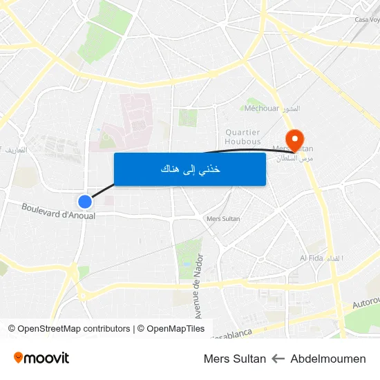 Abdelmoumen to Mers Sultan map