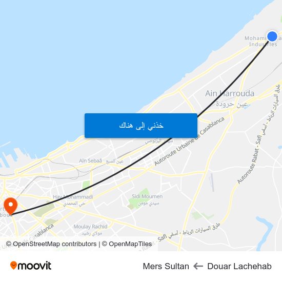 Douar Lachehab to Mers Sultan map
