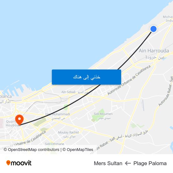 Plage Paloma to Mers Sultan map