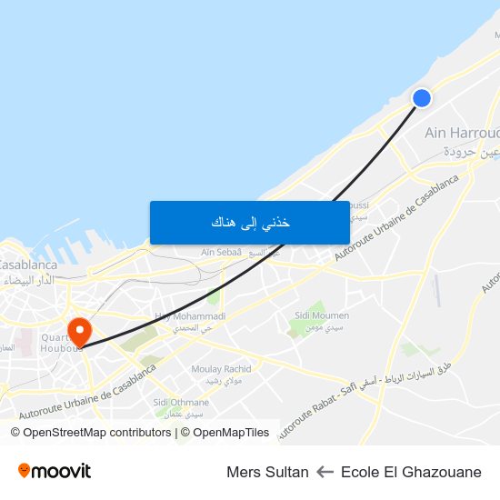 Ecole El Ghazouane to Mers Sultan map