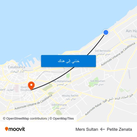 Petite Zenata to Mers Sultan map