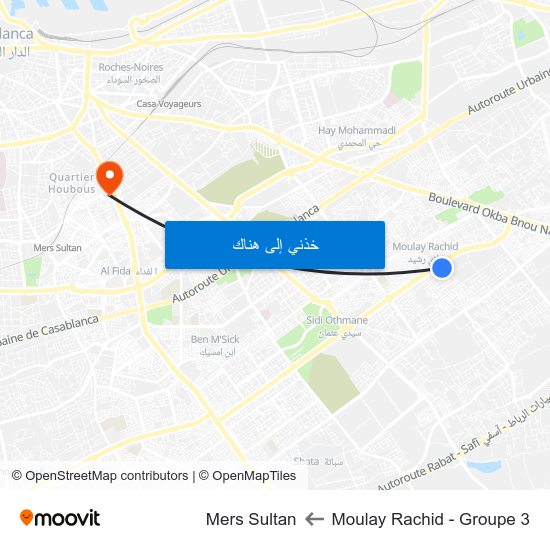Moulay Rachid - Groupe 3 to Mers Sultan map