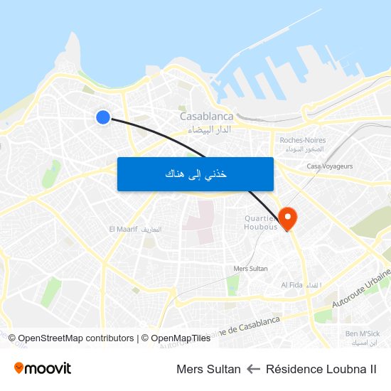 Résidence Loubna II to Mers Sultan map