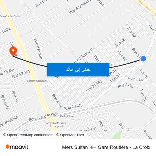 Gare Routière - La Croix to Mers Sultan map