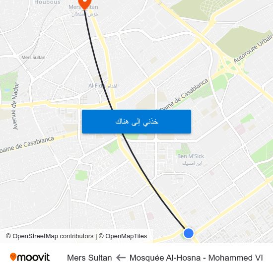 Mosquée Al-Hosna - Mohammed VI to Mers Sultan map