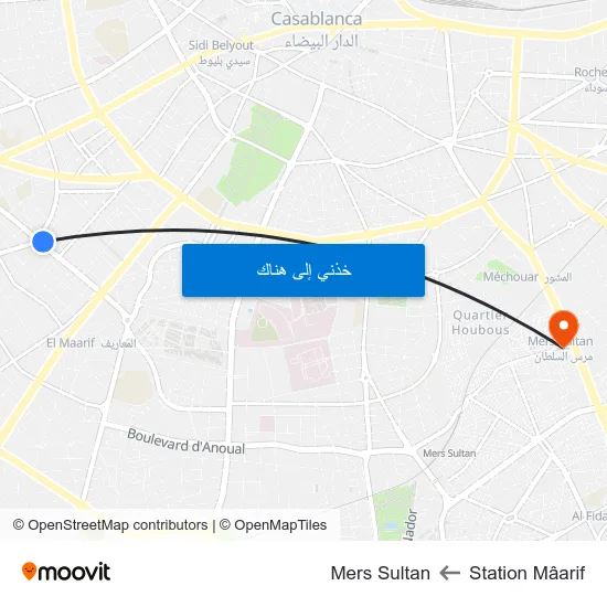 Station Mâarif to Mers Sultan map