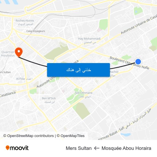Mosquée Abou Horaira to Mers Sultan map