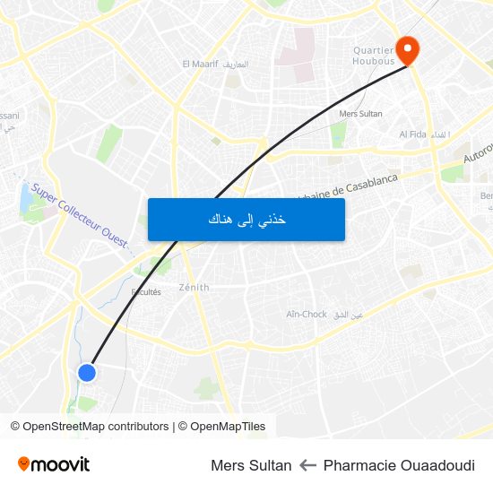 Pharmacie Ouaadoudi to Mers Sultan map
