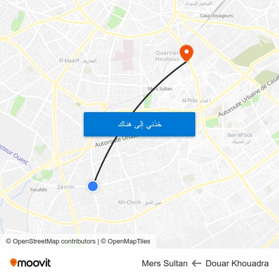 Douar Khouadra to Mers Sultan map