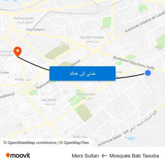 Mosquée Bab Taouba to Mers Sultan map