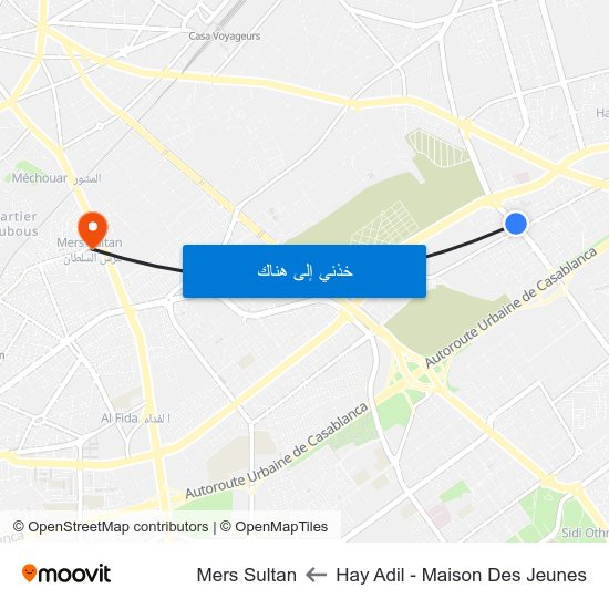 Hay Adil - Maison Des Jeunes to Mers Sultan map