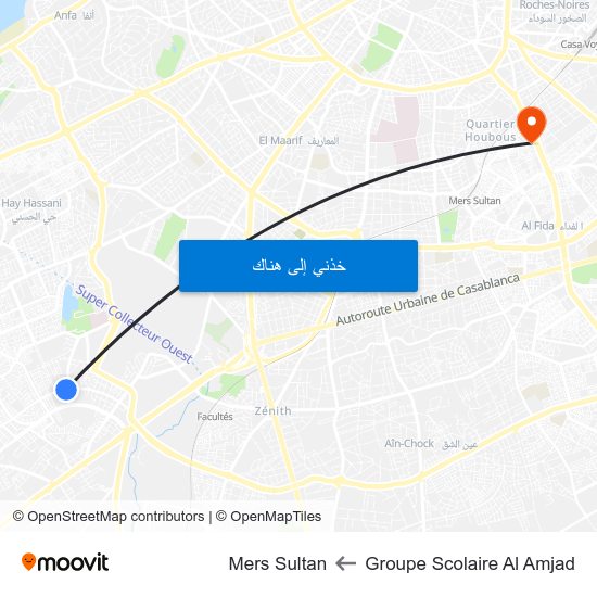 Groupe Scolaire Al Amjad to Mers Sultan map