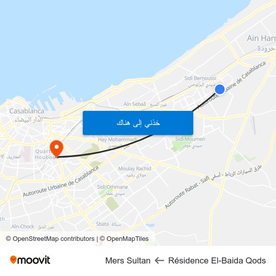 Résidence El-Baida Qods to Mers Sultan map