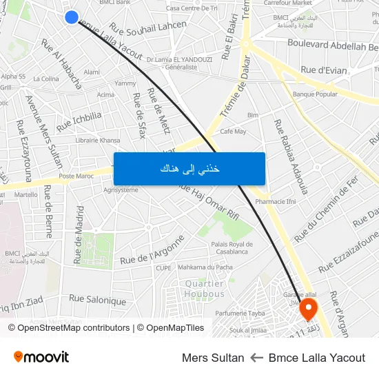 Bmce Lalla Yacout to Mers Sultan map