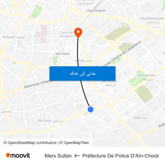 Préfecture De Police D'Aïn-Chock to Mers Sultan map