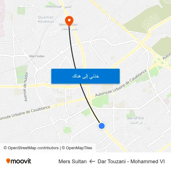 Dar Touzani - Mohammed VI to Mers Sultan map