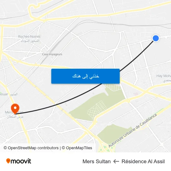 Résidence Al Assil to Mers Sultan map