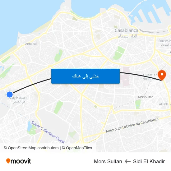 Sidi El Khadir to Mers Sultan map