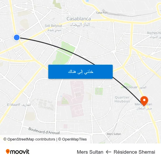 Résidence Shemsi to Mers Sultan map
