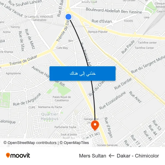 Dakar - Chimicolor to Mers Sultan map