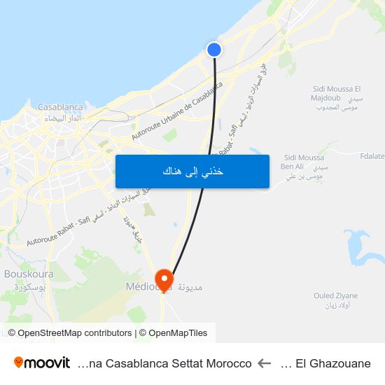 Ecole El Ghazouane to Mediouna Casablanca Settat Morocco map