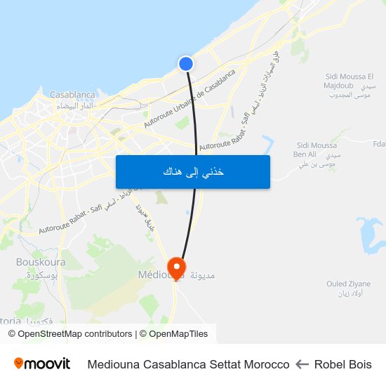 Robel Bois to Mediouna Casablanca Settat Morocco map
