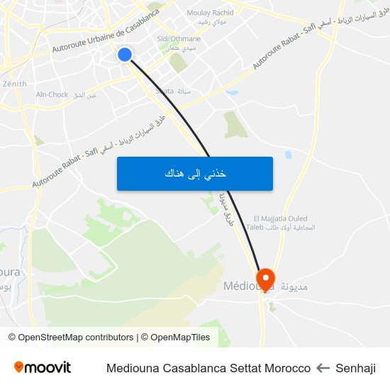 Senhaji to Mediouna Casablanca Settat Morocco map