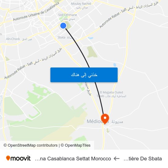 Cimetière De Sbata to Mediouna Casablanca Settat Morocco map