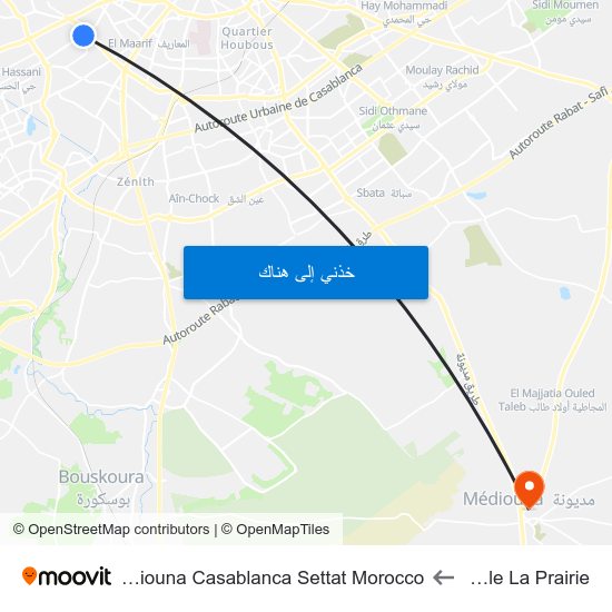 Ecole La Prairie to Mediouna Casablanca Settat Morocco map