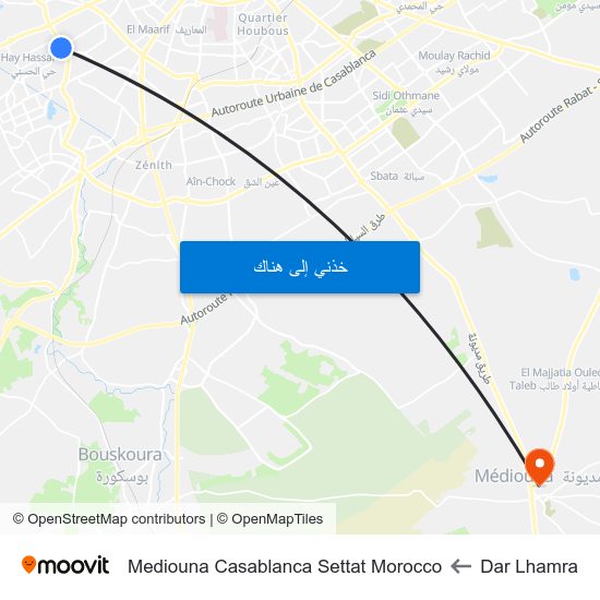 Dar Lhamra to Mediouna Casablanca Settat Morocco map