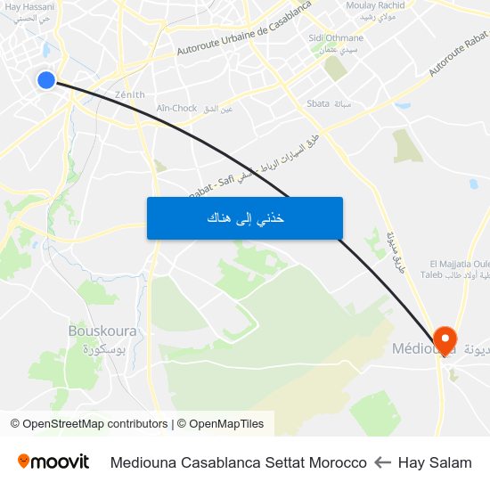 Hay Salam to Mediouna Casablanca Settat Morocco map