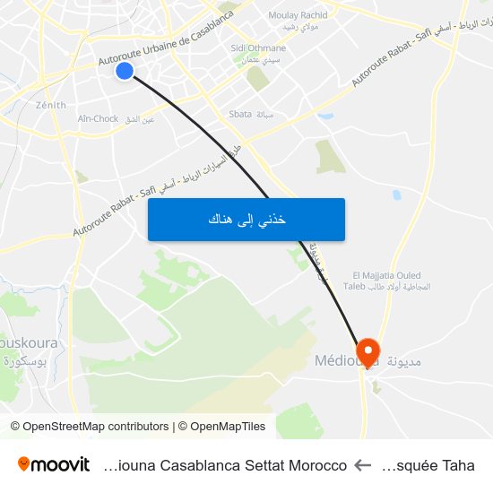 Mosquée Taha to Mediouna Casablanca Settat Morocco map