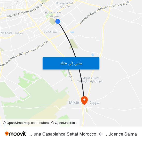 Résidence Salma to Mediouna Casablanca Settat Morocco map